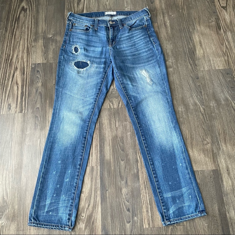 Madewell Slim Boy Jean Patchwork Distressed Jeans